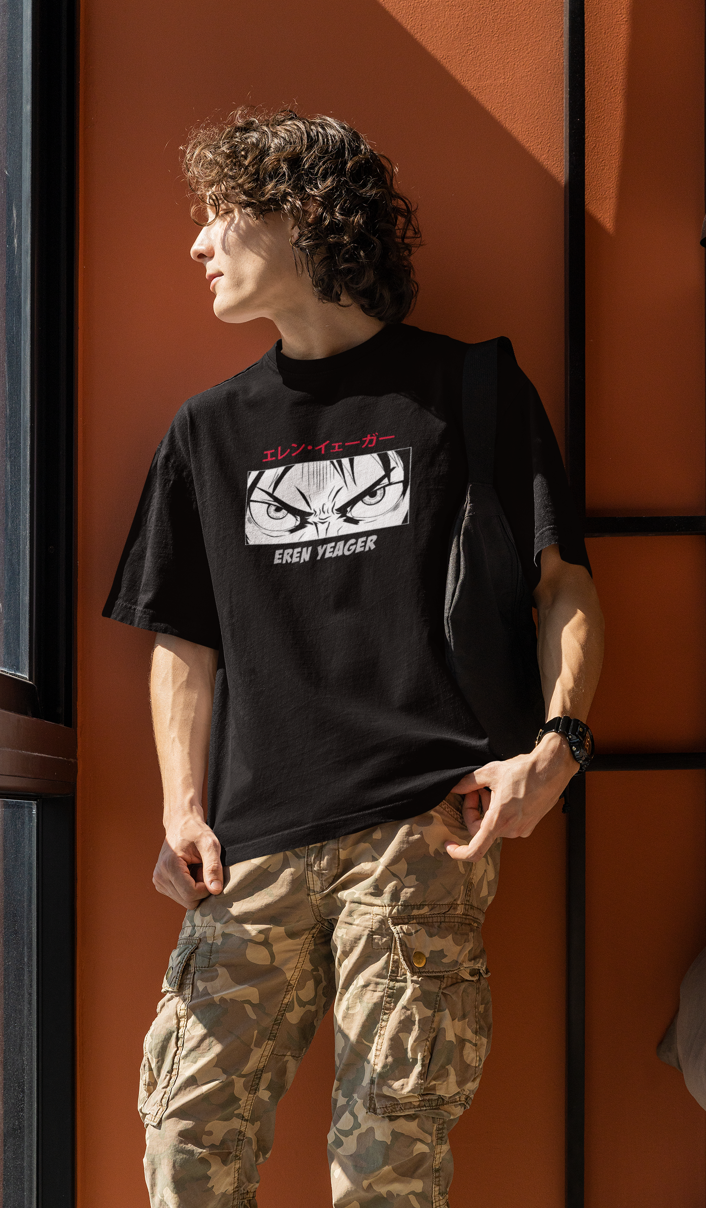 Eren's Eyes- Attack on Titan: Anime- Oversized T-Shirts 2XL NAVY BLUE