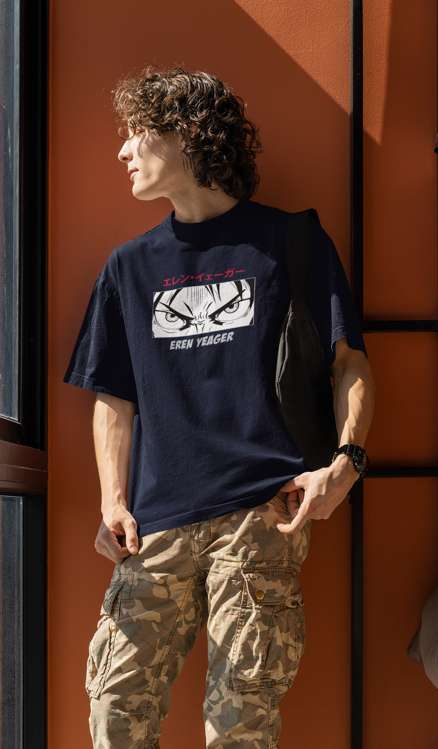 Eren's Eyes- Attack on Titan: Anime- Oversized T-Shirts XS NAVY BLUE