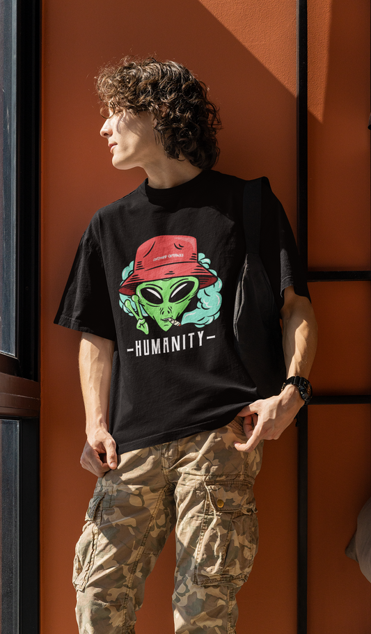 Humanity: ALIEN & SPACE- Oversized T-Shirts BLACK