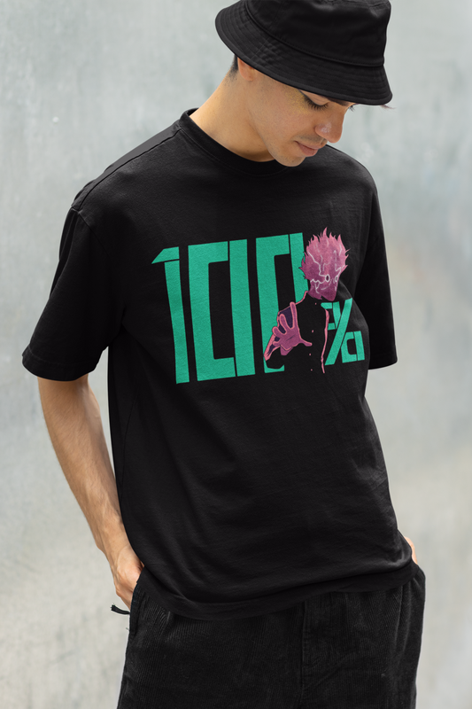 Mob Psycho 100: Anime- Oversized T-Shirts BLACK Cotton 240 GSM