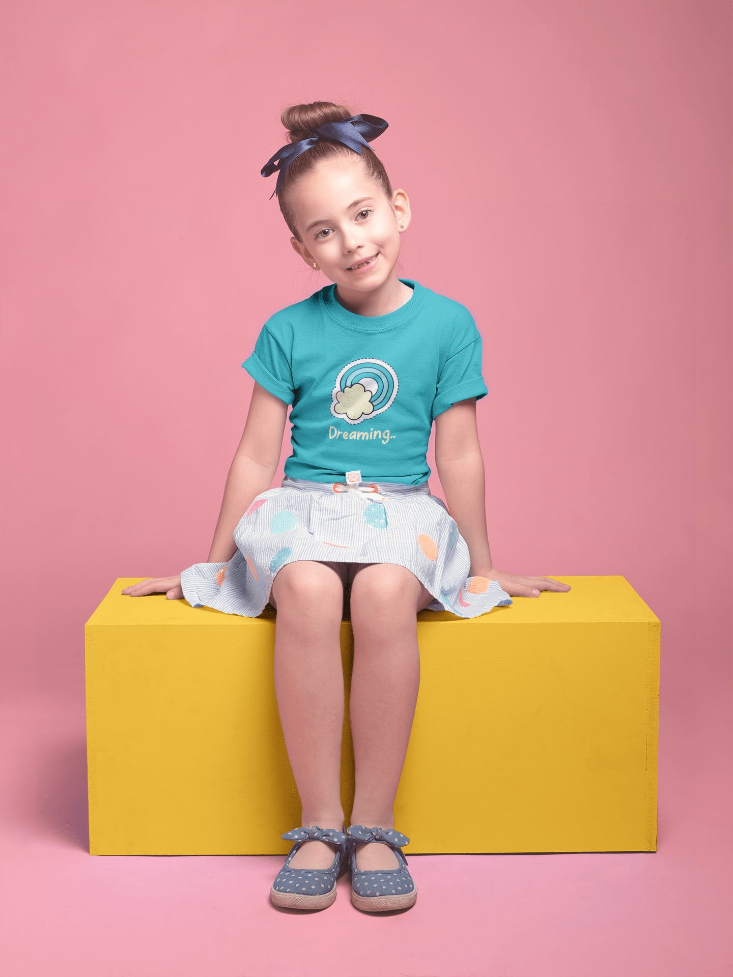 " DREAMING " KIDS HALF-SLEEVE T-SHIRTS SKY BLUE