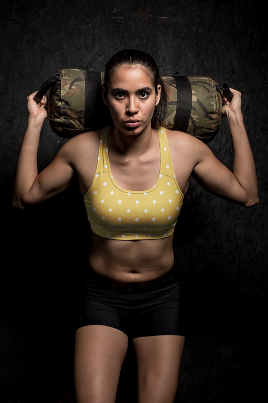 Mustard Yellow Polka Dots Sports Bra