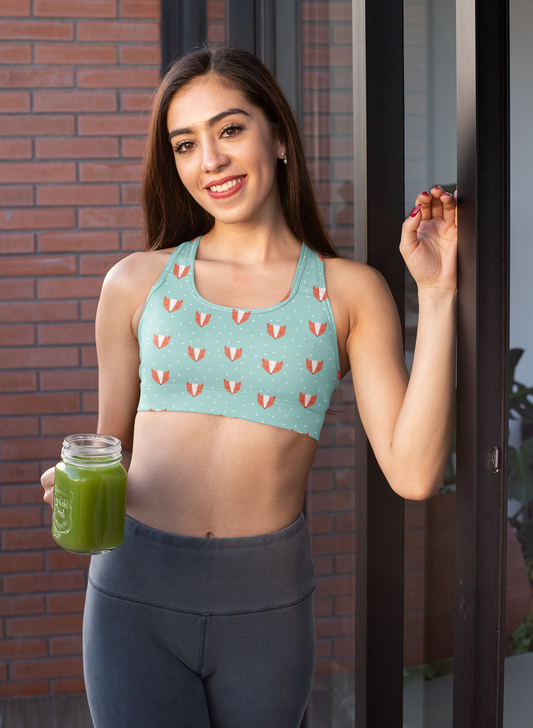 Cute Fox Doodles Sports Bra
