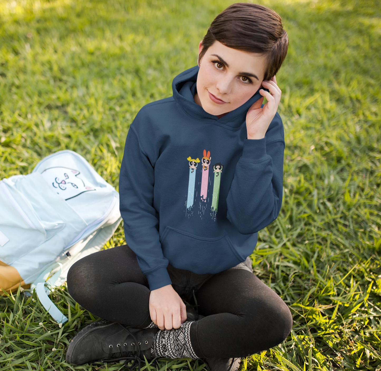 POWERPUFF GIRLS: WINTER HOODIES NAVY BLUE