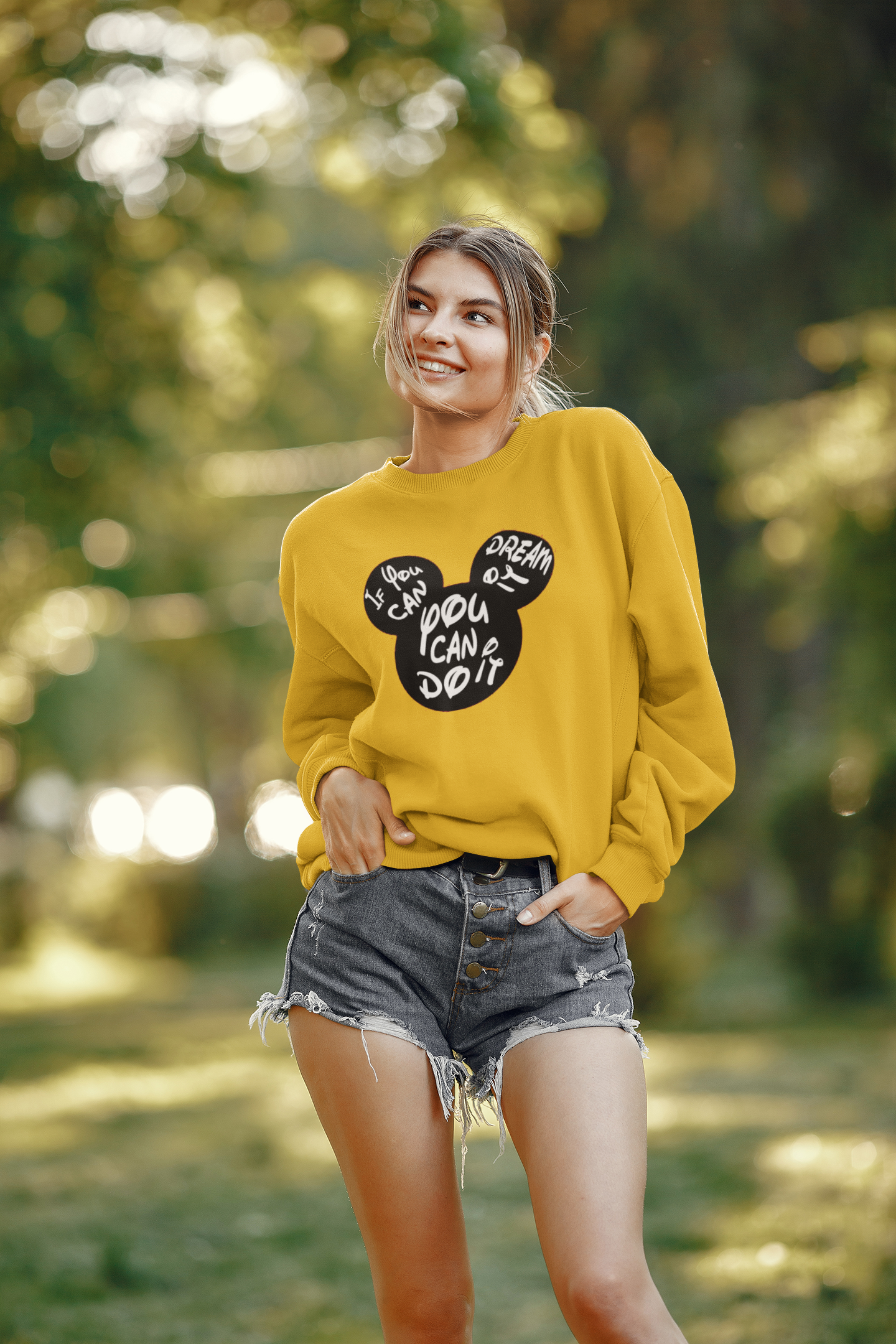 You Can Do It : Mickey Mouse - Winter Sweatshirts MUSTRARD YELLOW