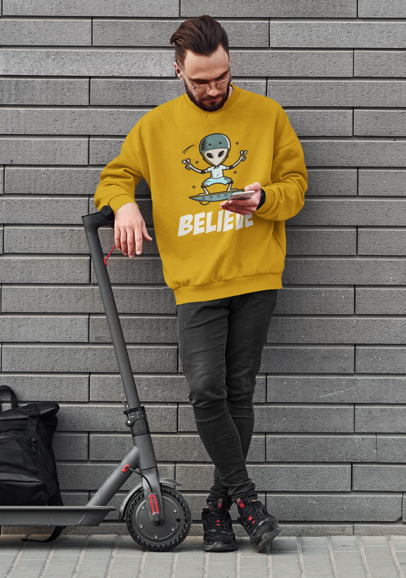 Believe: ALIEN & SPACE- Winter Sweatshirts MUSTARD YELLOW