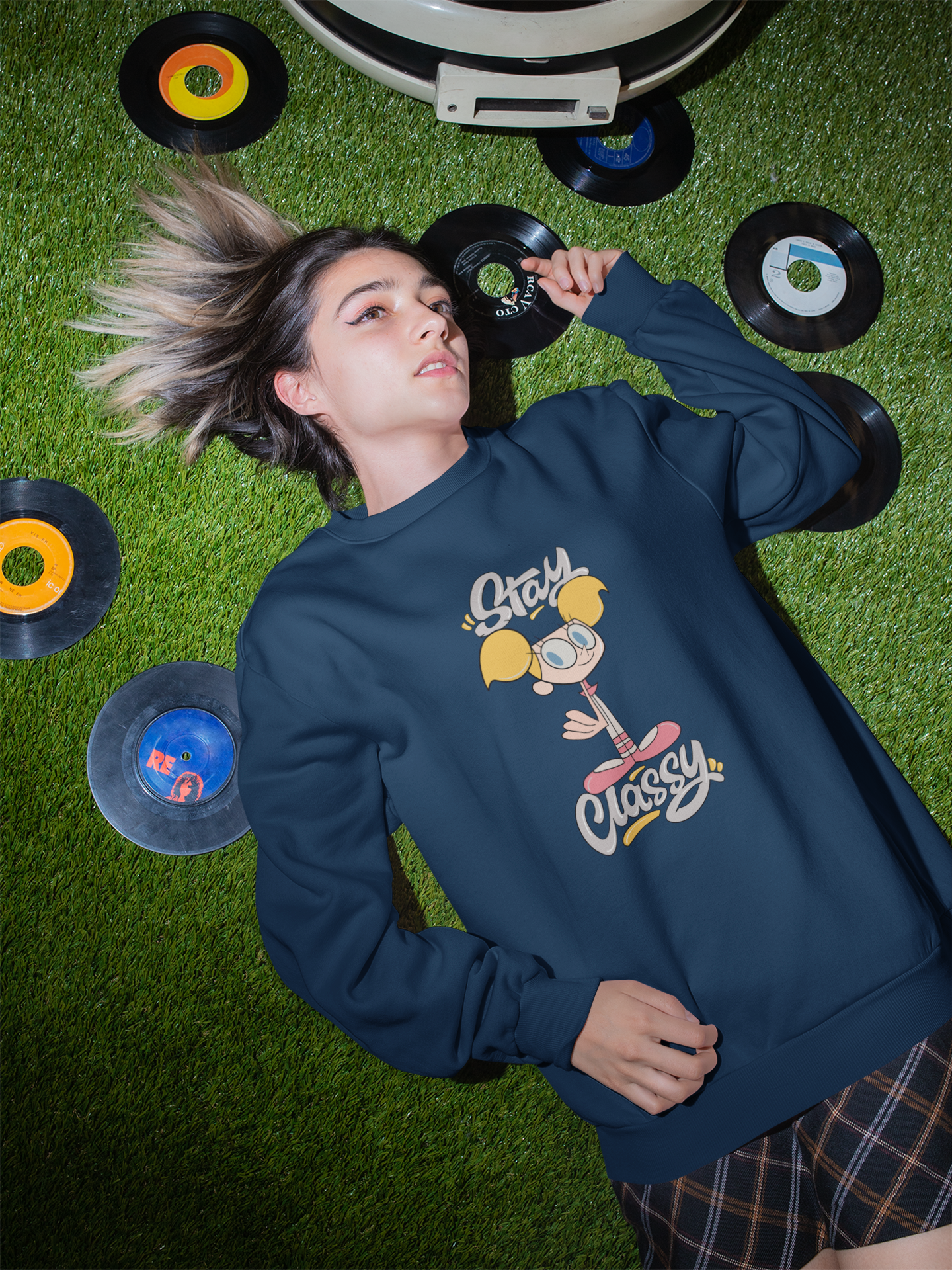 Stay Classy- Dee Dee : Dexter's Laboratory Winter Sweatshirts NAVY BLUE