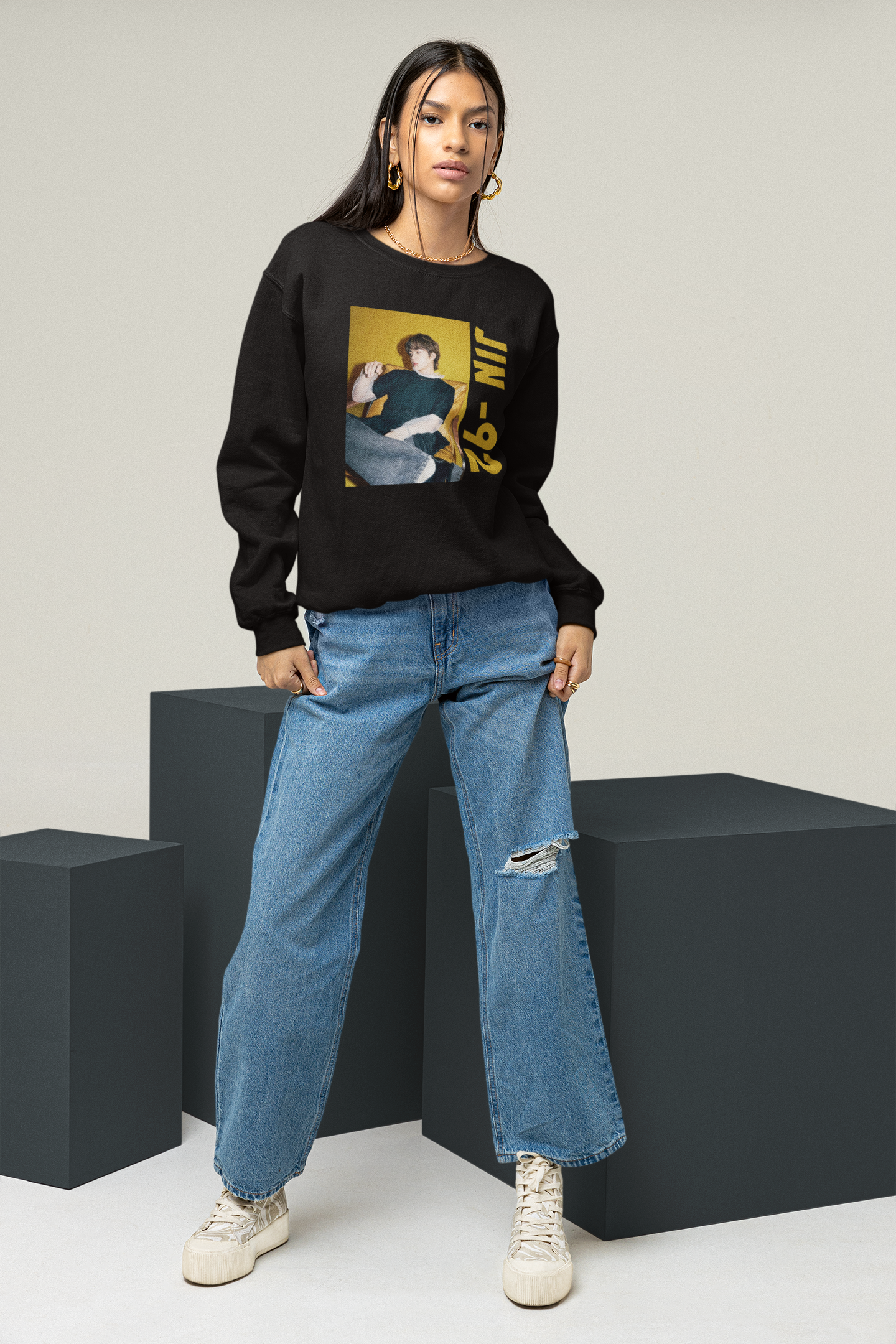 JIN: BTS - Winter Sweatshirts BLACK