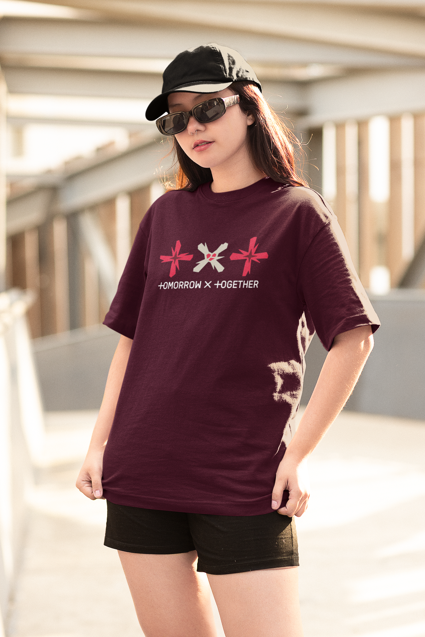 TXT Logo: Tomorrow X Together- Regular fit Unisex T-Shirts MAROON