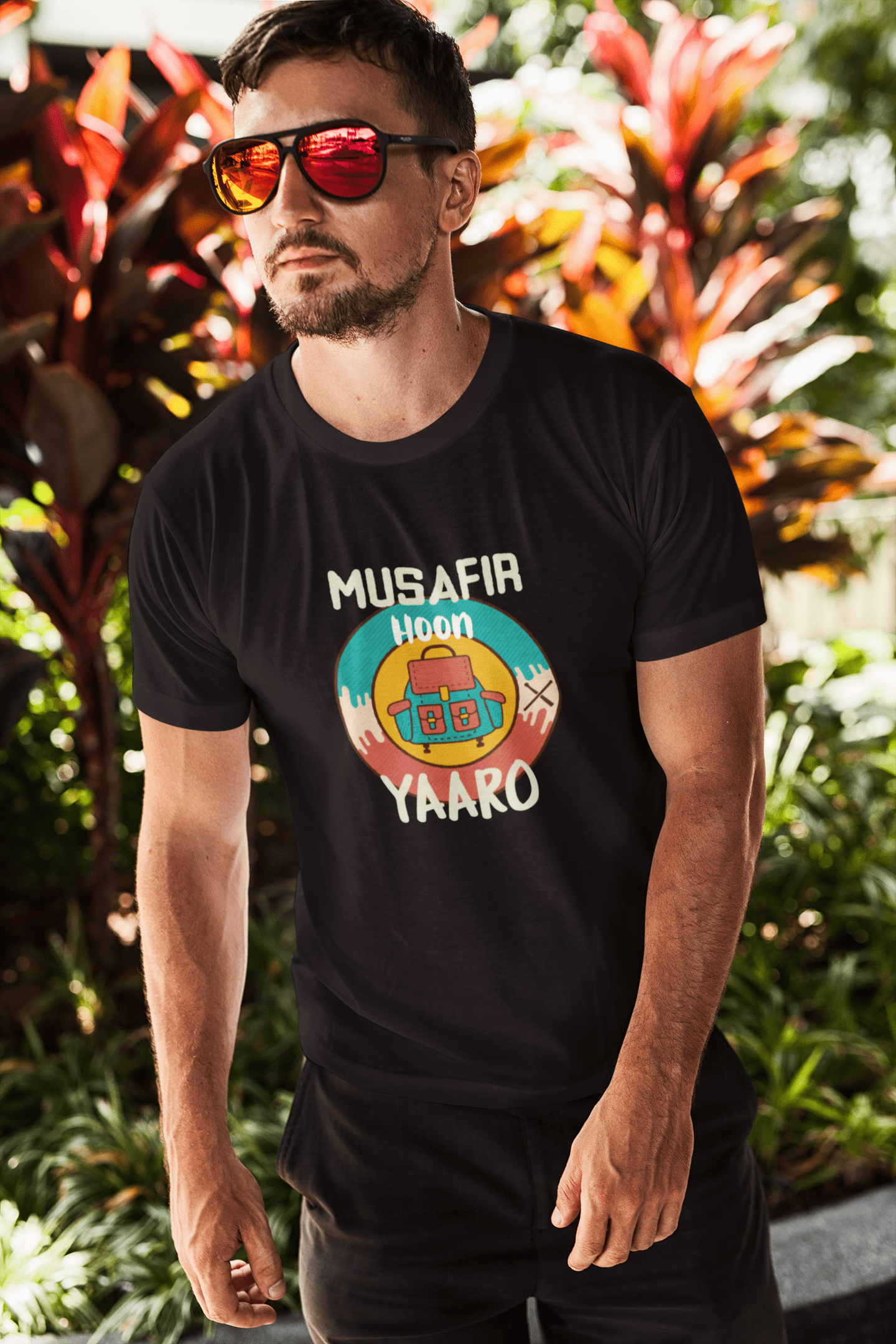 " MUSAFIR HOON YAARO " UNISEX HALF-SLEEVE T-SHIRTS BLACK