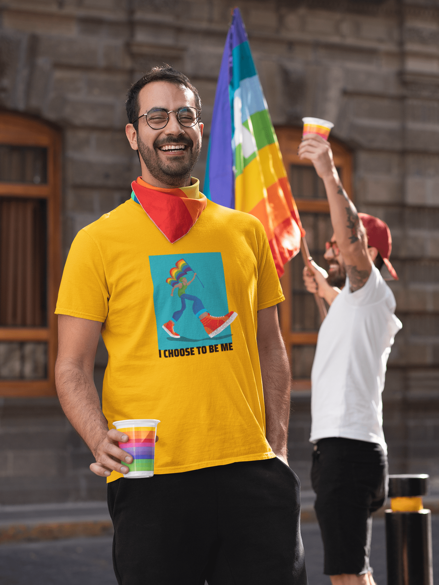 I CHOOSE TO BE ME HALF-SLEEVE T-SHIRT. YELLOW