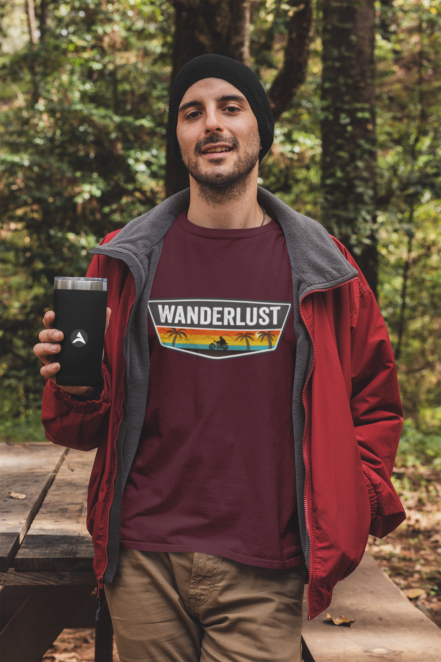 "WANDERLUST" - HALF-SLEEVE T-SHIRTS MAROON