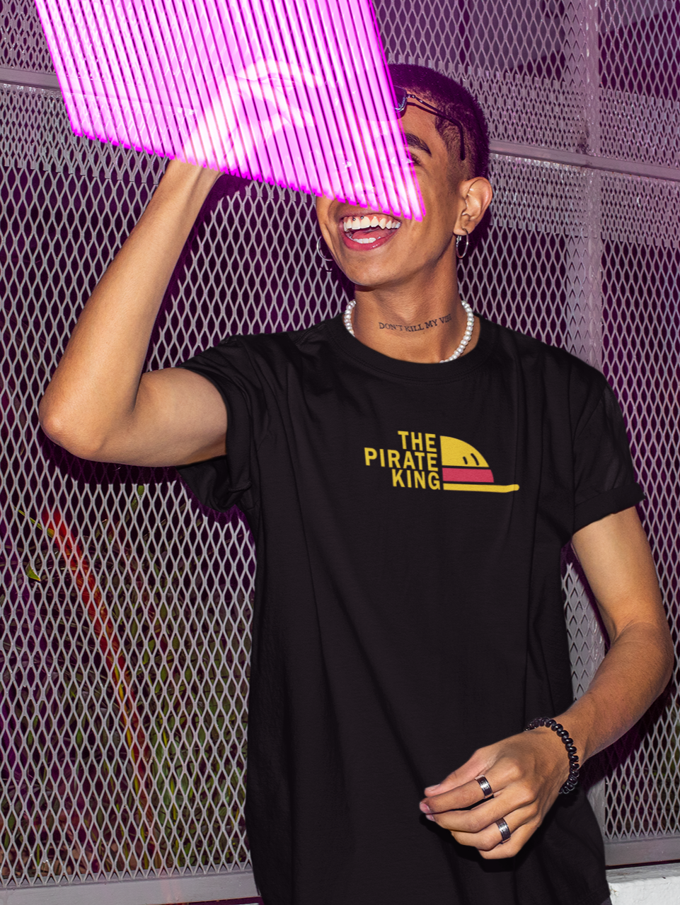 The Pirate King- Monkey D Luffy- (Double Sided Print): Anime- Regular Fit T-Shirts