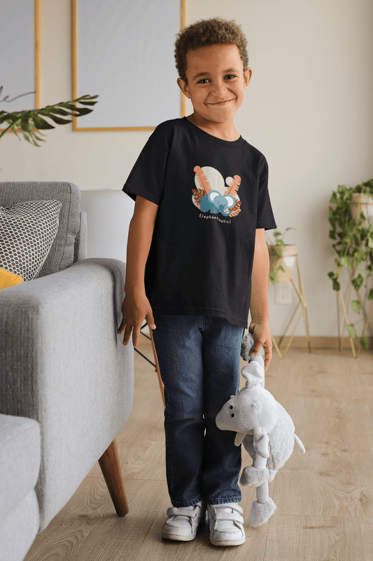 "ELEPHANTASTIC" KIDS HALF-SLEEVE T-SHIRT BLACK