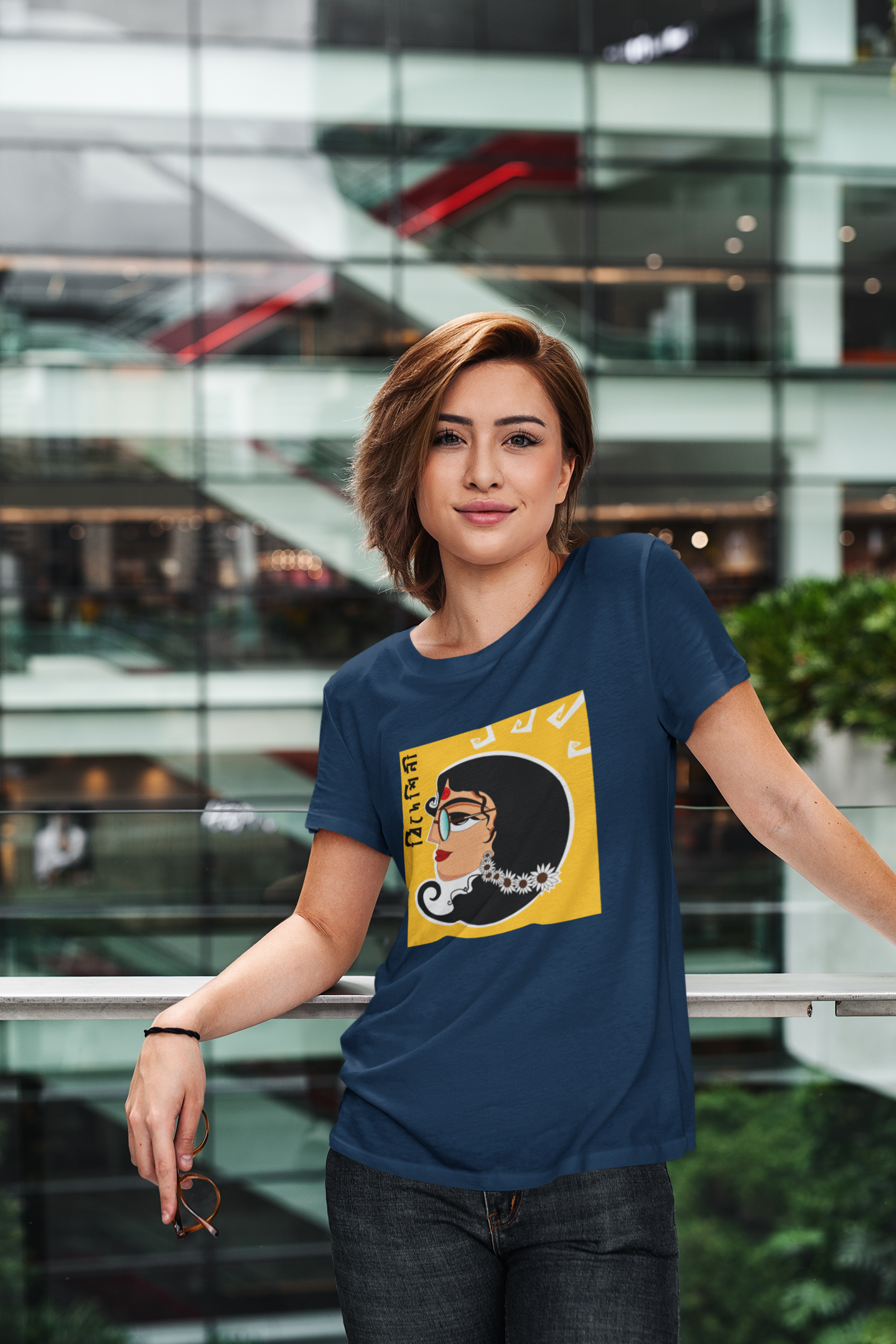 BIDESHINI BIDESHINI : BENGALI FEVER -HALF-SLEEVE T-SHIRTS NAVY BLUE