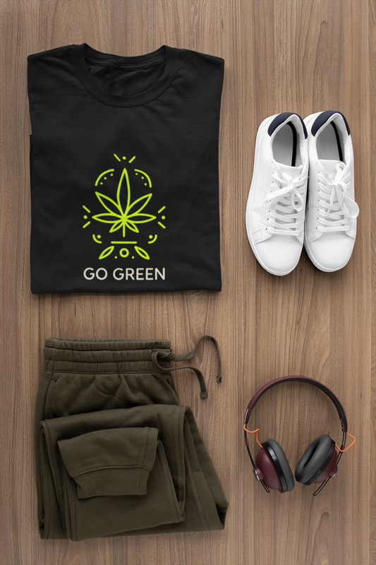 " GO GREEN " - HALF-SLEEVE T-SHIRT.