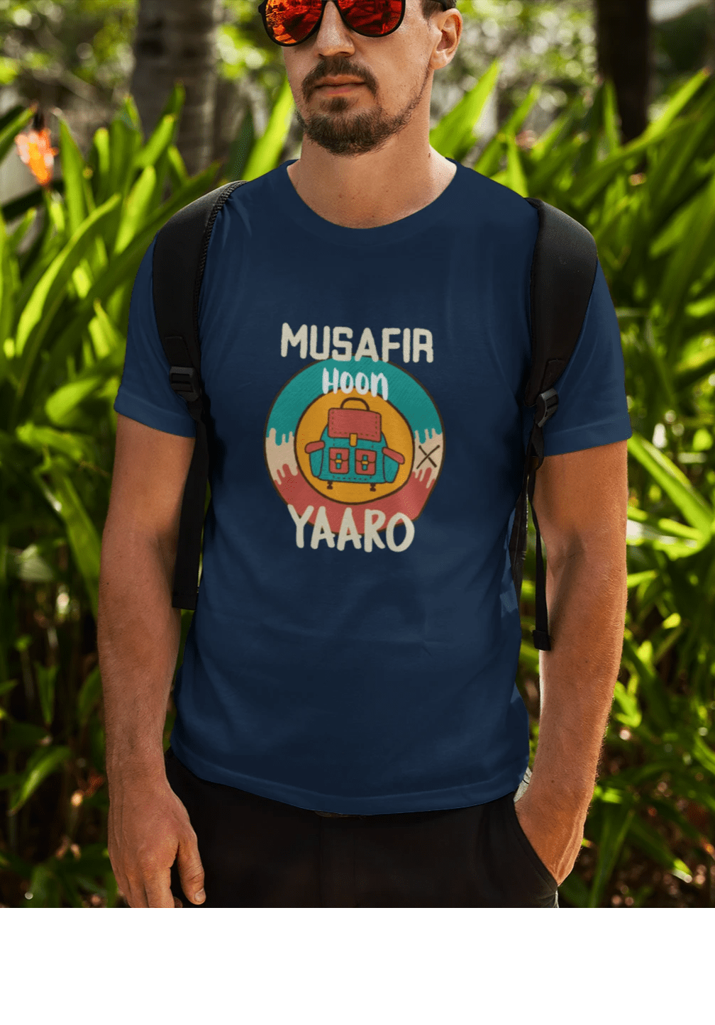 " MUSAFIR HOON YAARO " UNISEX HALF-SLEEVE T-SHIRTS NAVY BLUE