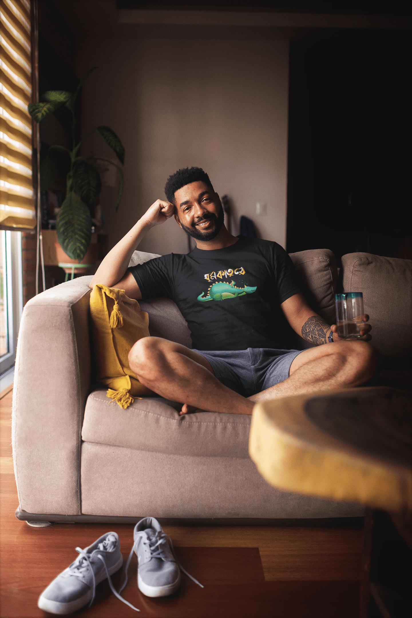 GHUMKATURE - BENGALI FEVER - HALF-SLEEVE T-SHIRT BLACK