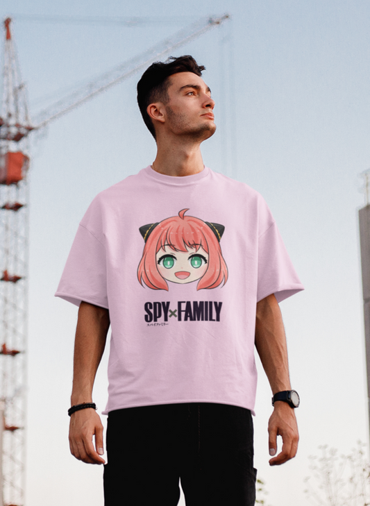 Anya: SpyxFamily- Anime Oversized T-shirts LIGHT BABY PINK