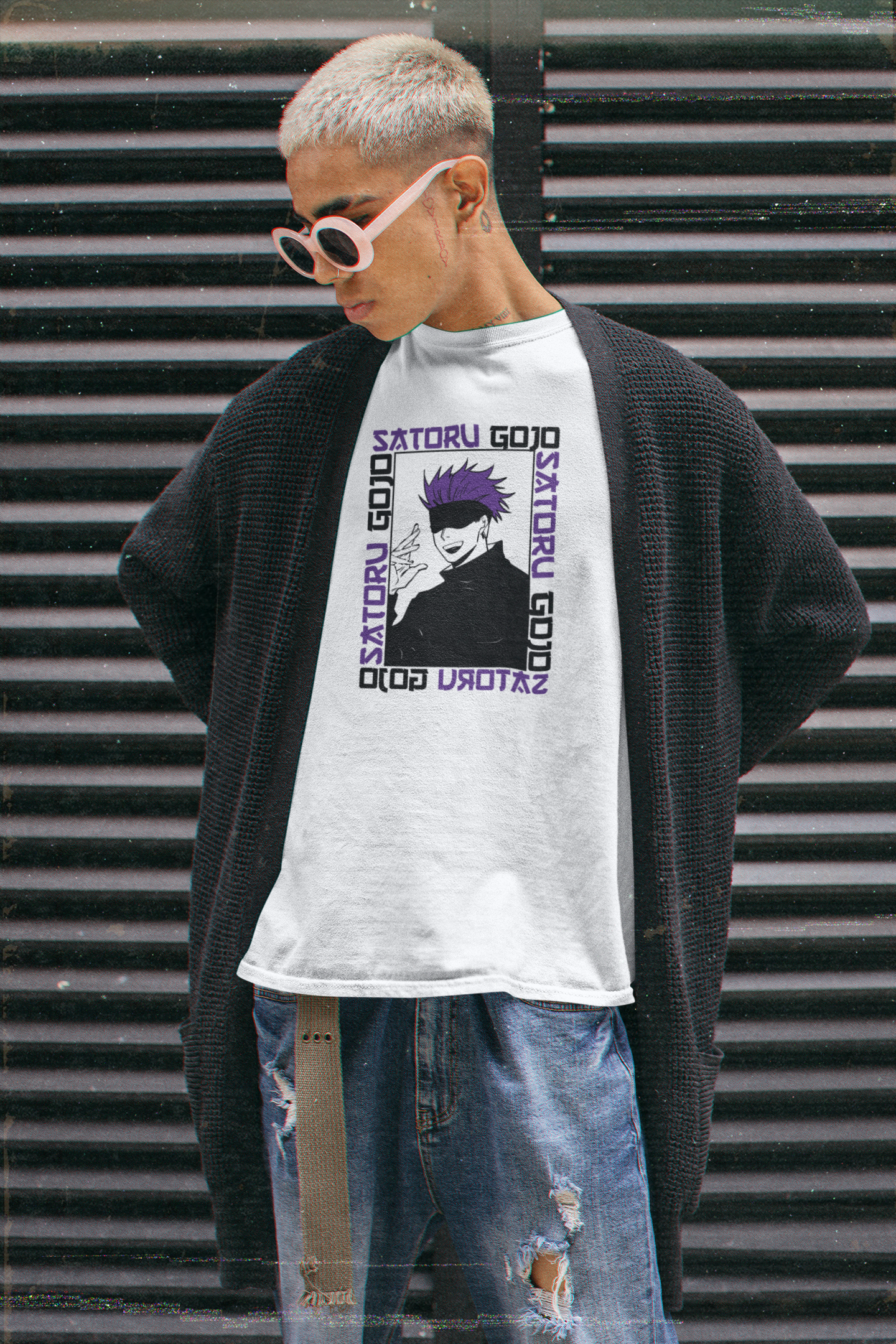 Gojo Satoru-Jujutsu Kaisen: Anime- Half Sleeve T-Shirts WHITE