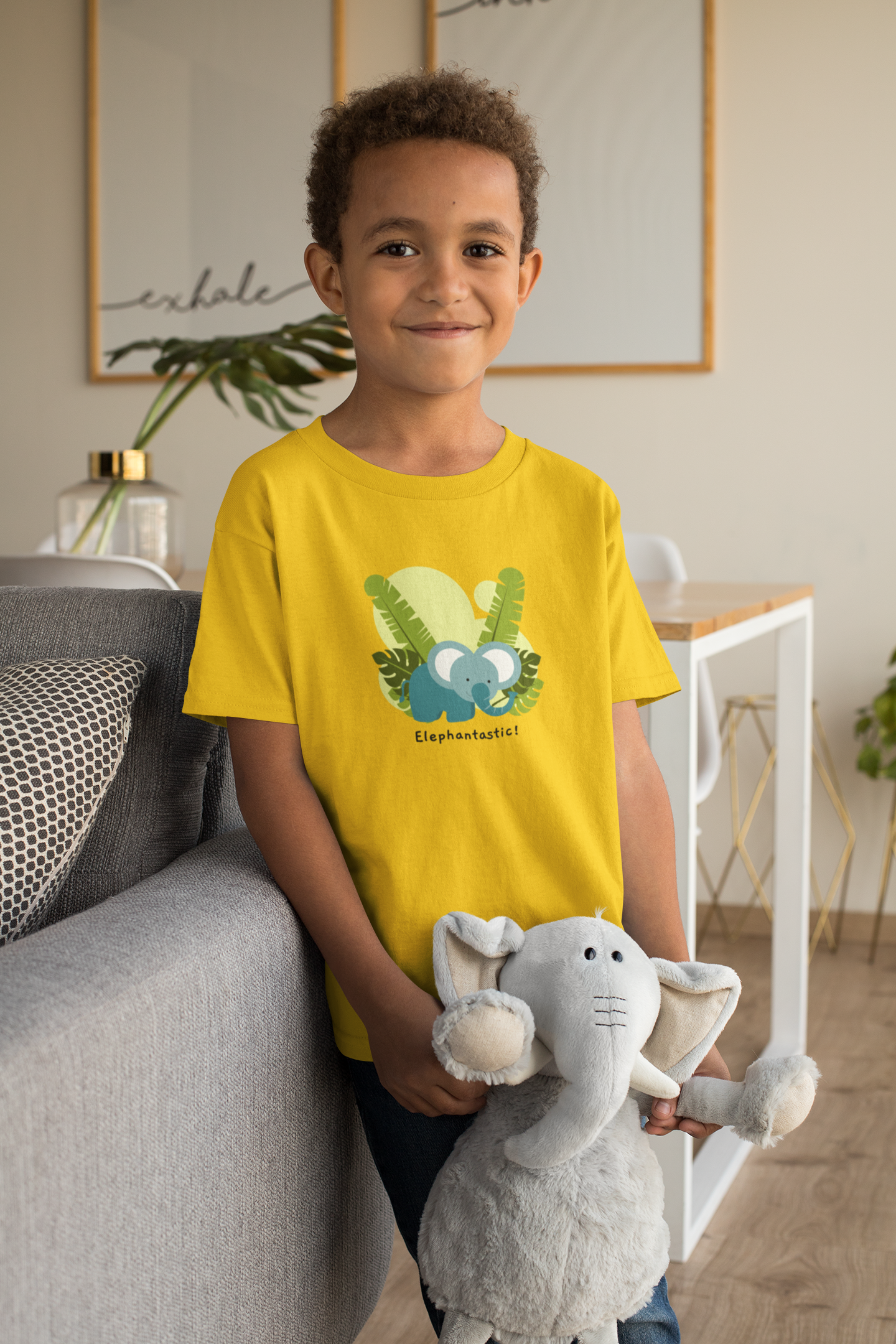 "ELEPHANTASTIC" KIDS HALF-SLEEVE T-SHIRT YELLOW
