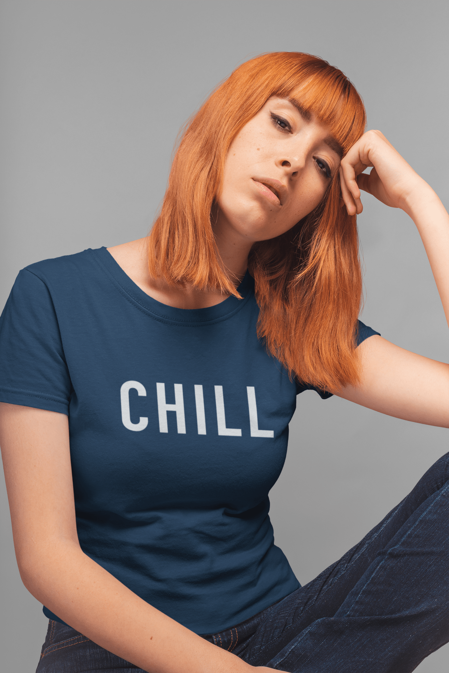 "CHILL" UNISEX HALF SLEEVE T-SHIRT NAVY BLUE