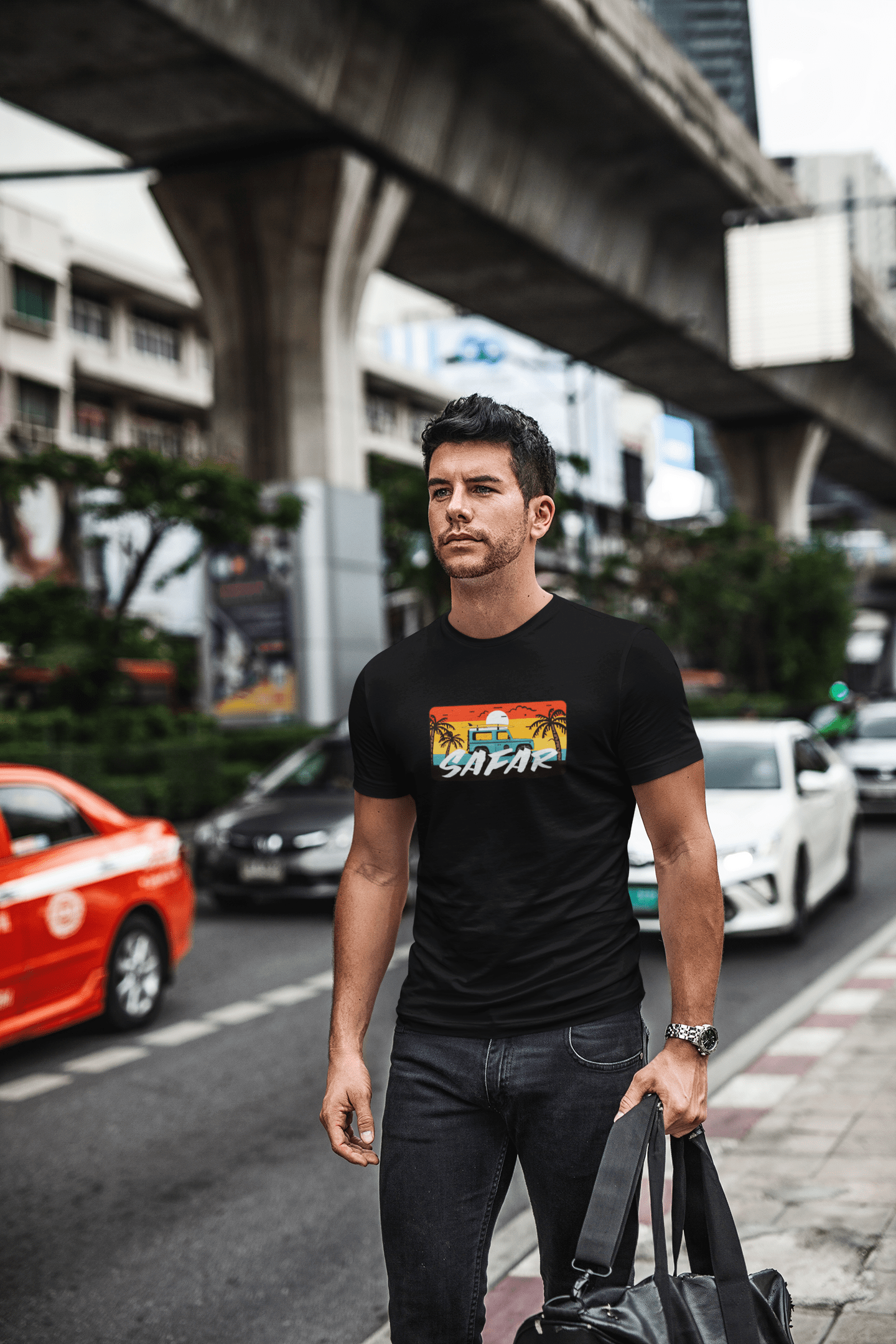 " SAFAR " - HALF-SLEEVE T-SHIRT'S BLACK