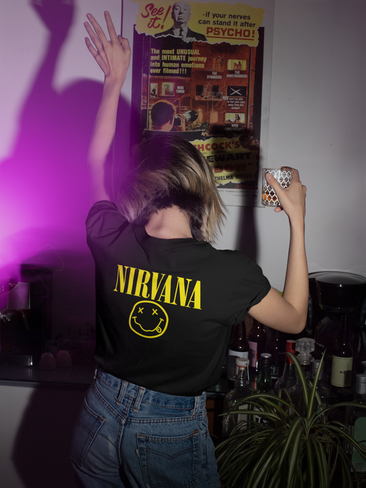Nirvana (Double Sided Print): Music & Bands- Half Sleeve T-Shirts
