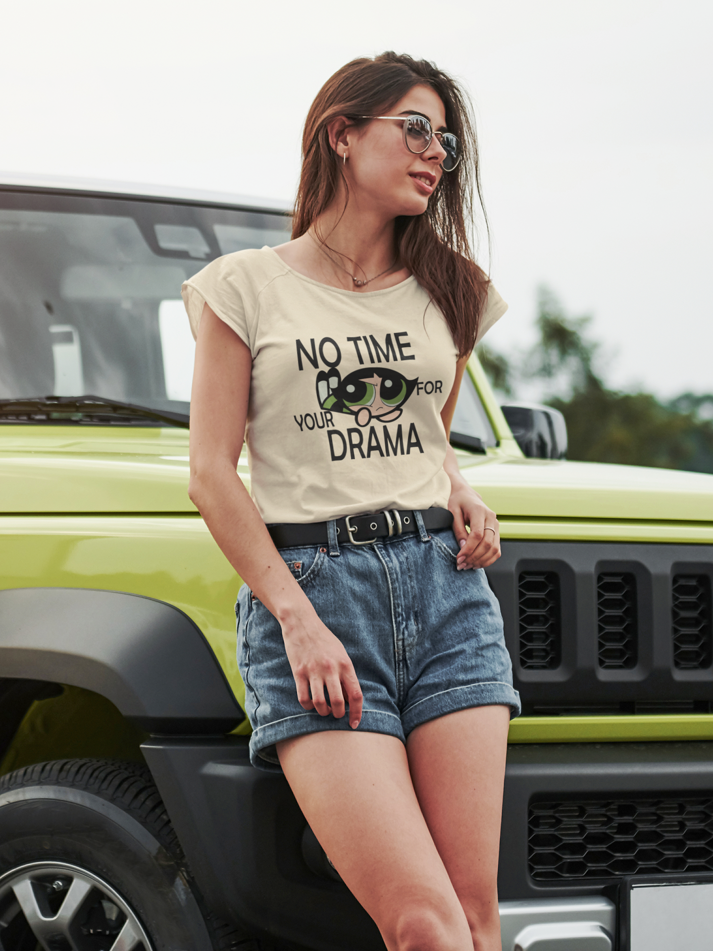 No Time For Your Drama- Buttercups-POWERPUFF GIRLS : Half Sleeve T-Shirt BEIGE