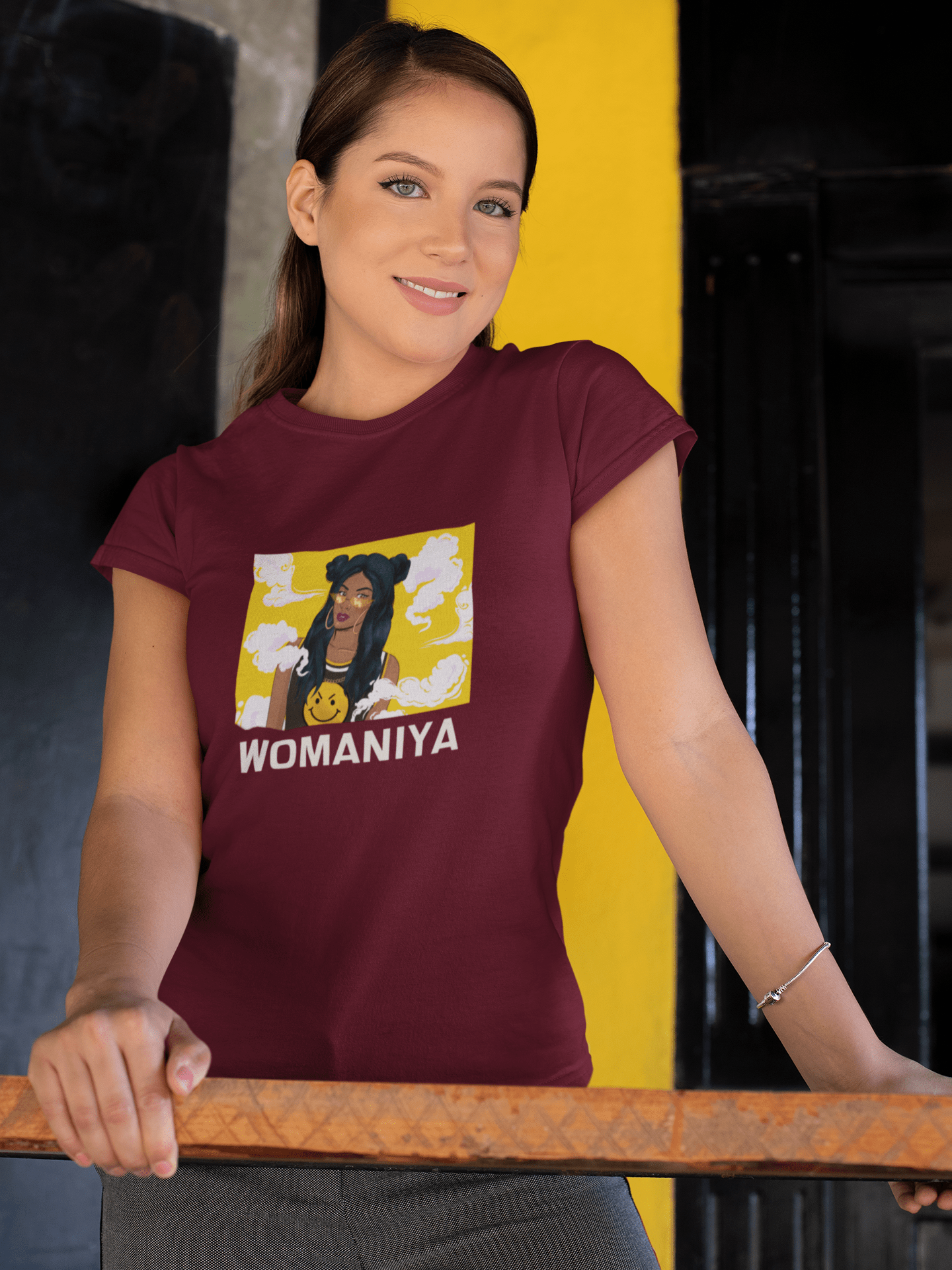 " WOMANIYA " - HALF-SLEEVE T-SHIRT MAROON