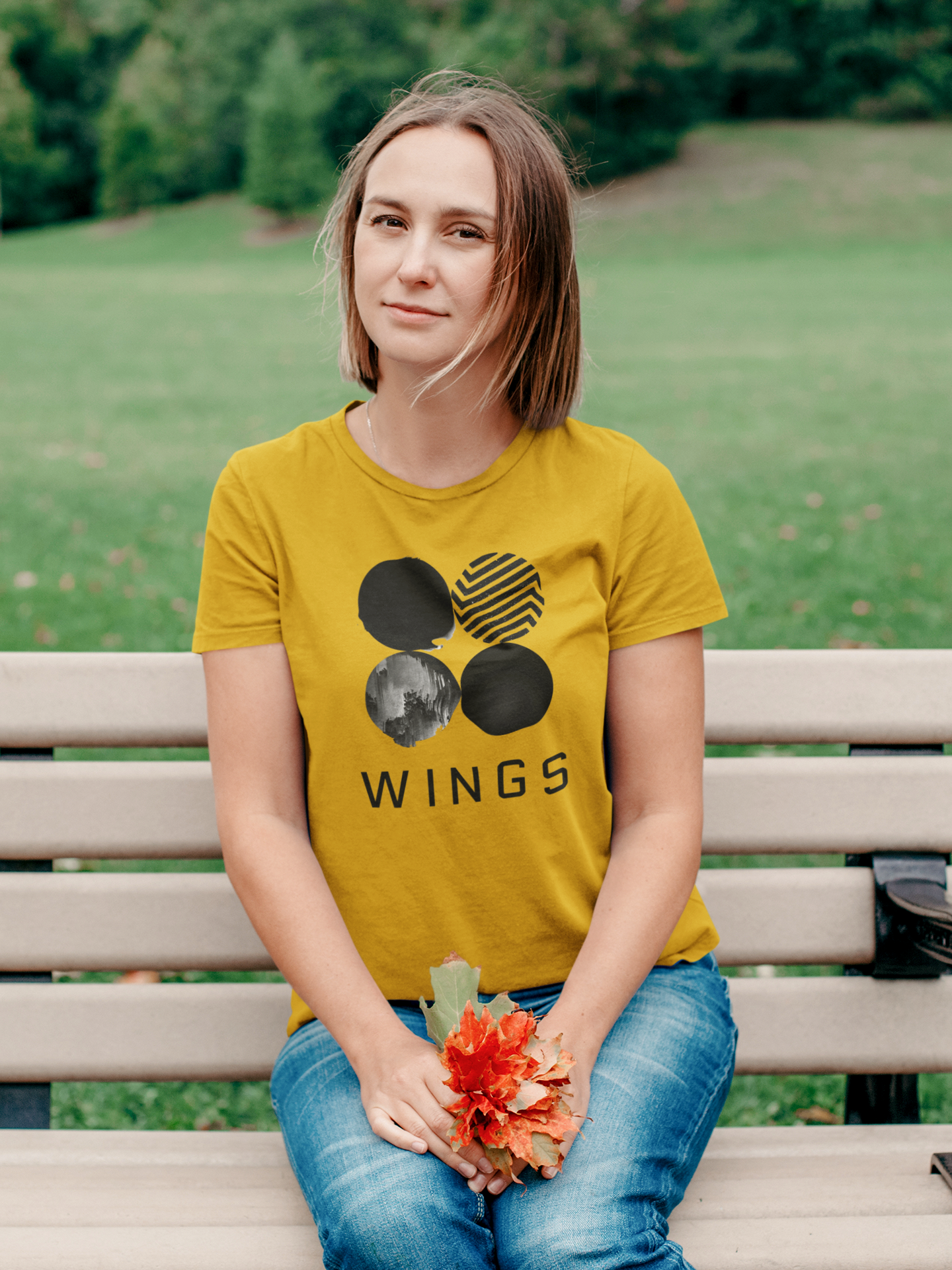 WINGS : BTS - HALF-SLEEVE T-SHIRTS MUSTARD YELLOW