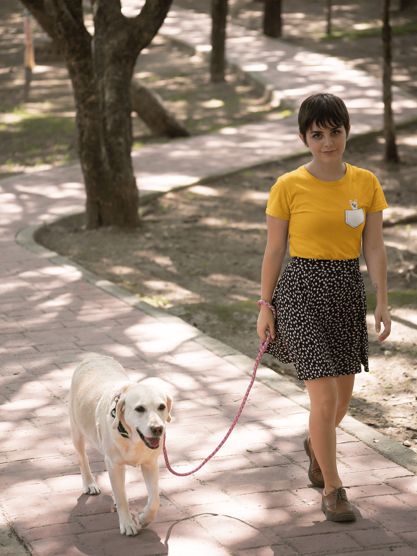 CUTE BULLY - HALF-SLEEVE POCKET DESIGN T-SHIRTS. YELLOW
