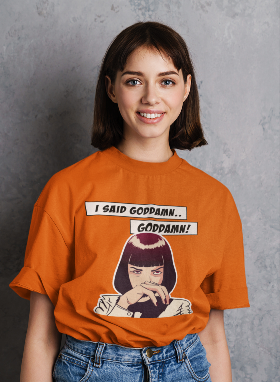 I Said Goddamn!- Pulp Fiction: Aesthetic - Half Sleeve T-Shirts ORANGE