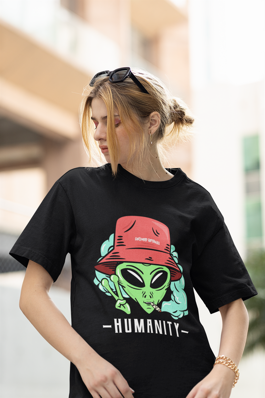 Humanity: ALIEN & SPACE- Oversized T-Shirts BLACK