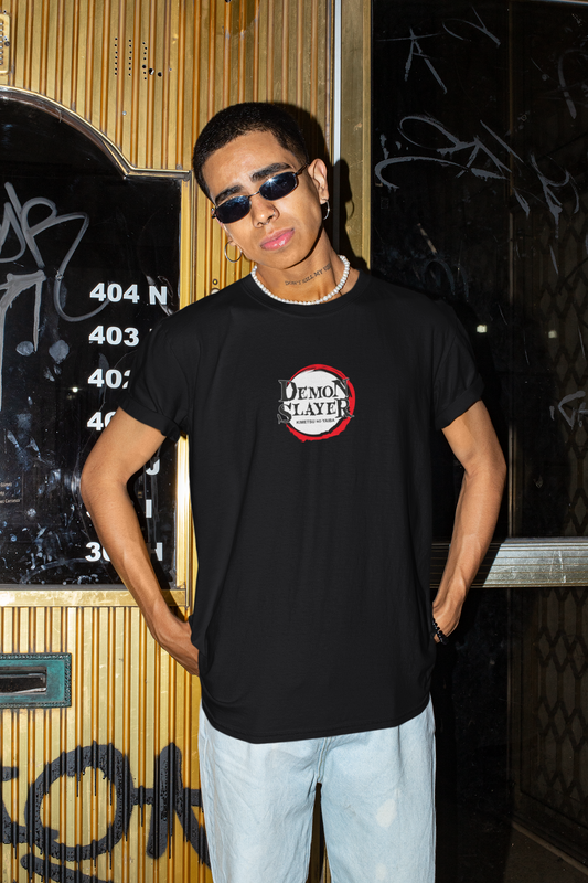 Demon Slayer- Kimetsu no Yaiba- (Double Sided Print): Anime- Regular Fit T-Shirts