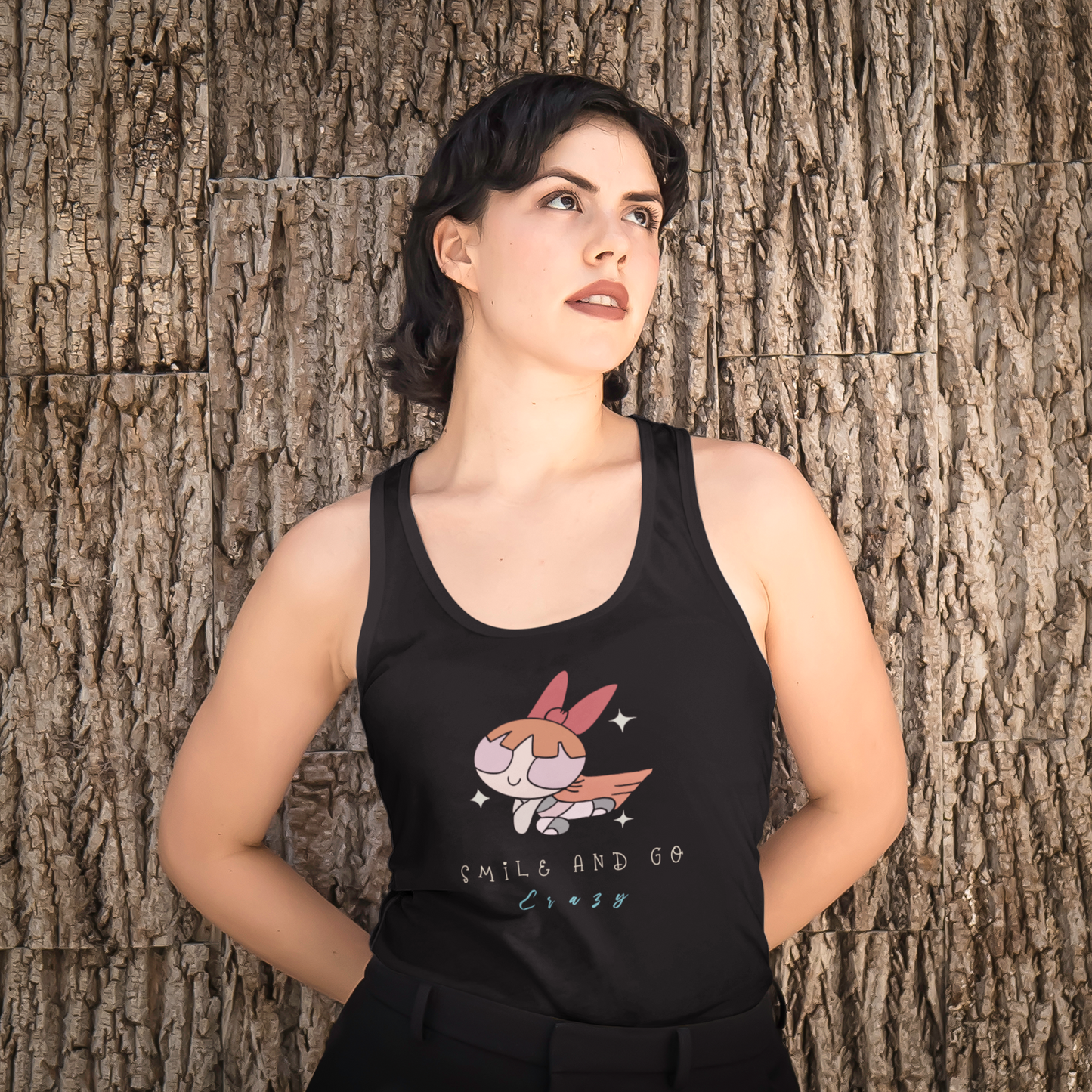 SMILE AND GO CRAZY : POWERPUFFF GIRLS - Tank Tops BLACK