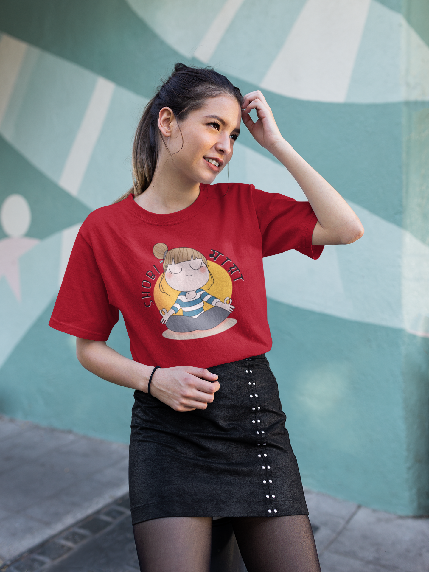 SHOBI MAYA : BENGALI FEVER -HALF-SLEEVE T-SHIRTS RED