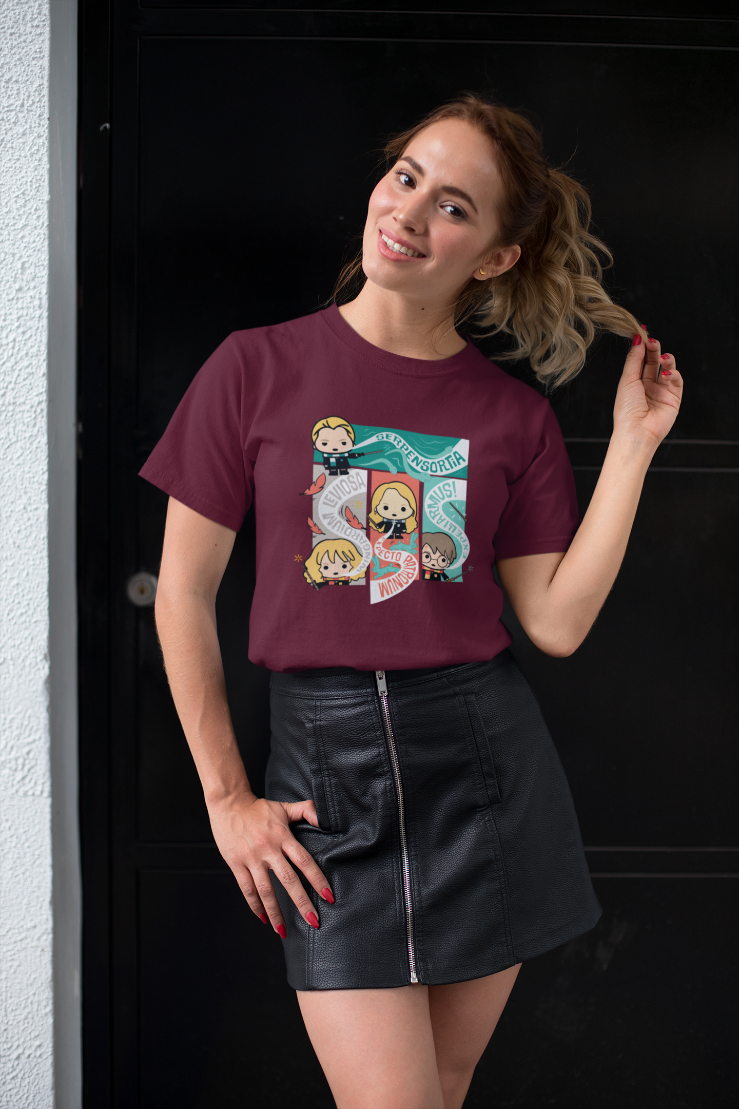 SPELLS AND CHARMS: HALF-SLEEVE T-SHIRTS MAROON