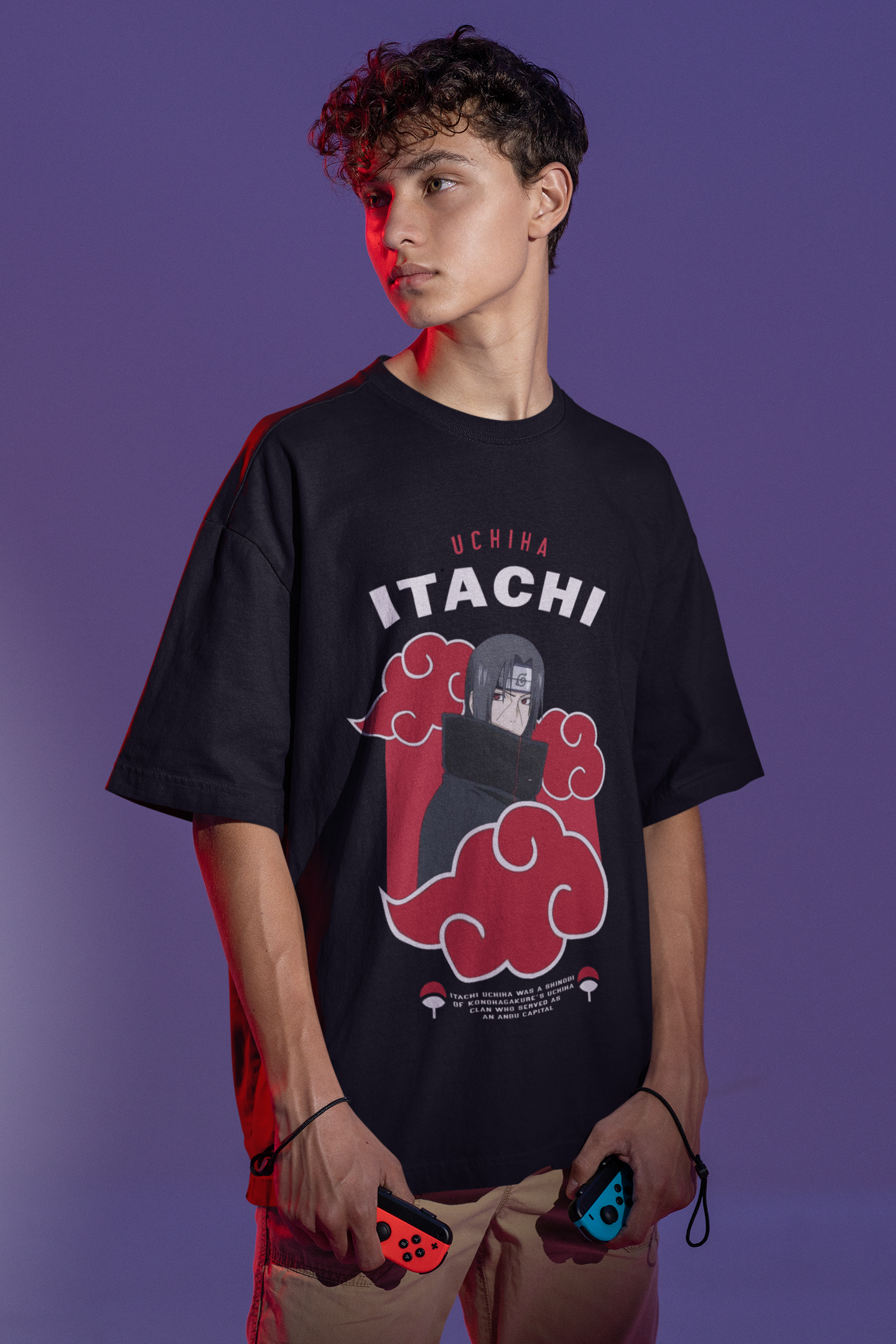 Itachi Uchiha: Unisex Oversized T-Shirts BLACK 240 GSM