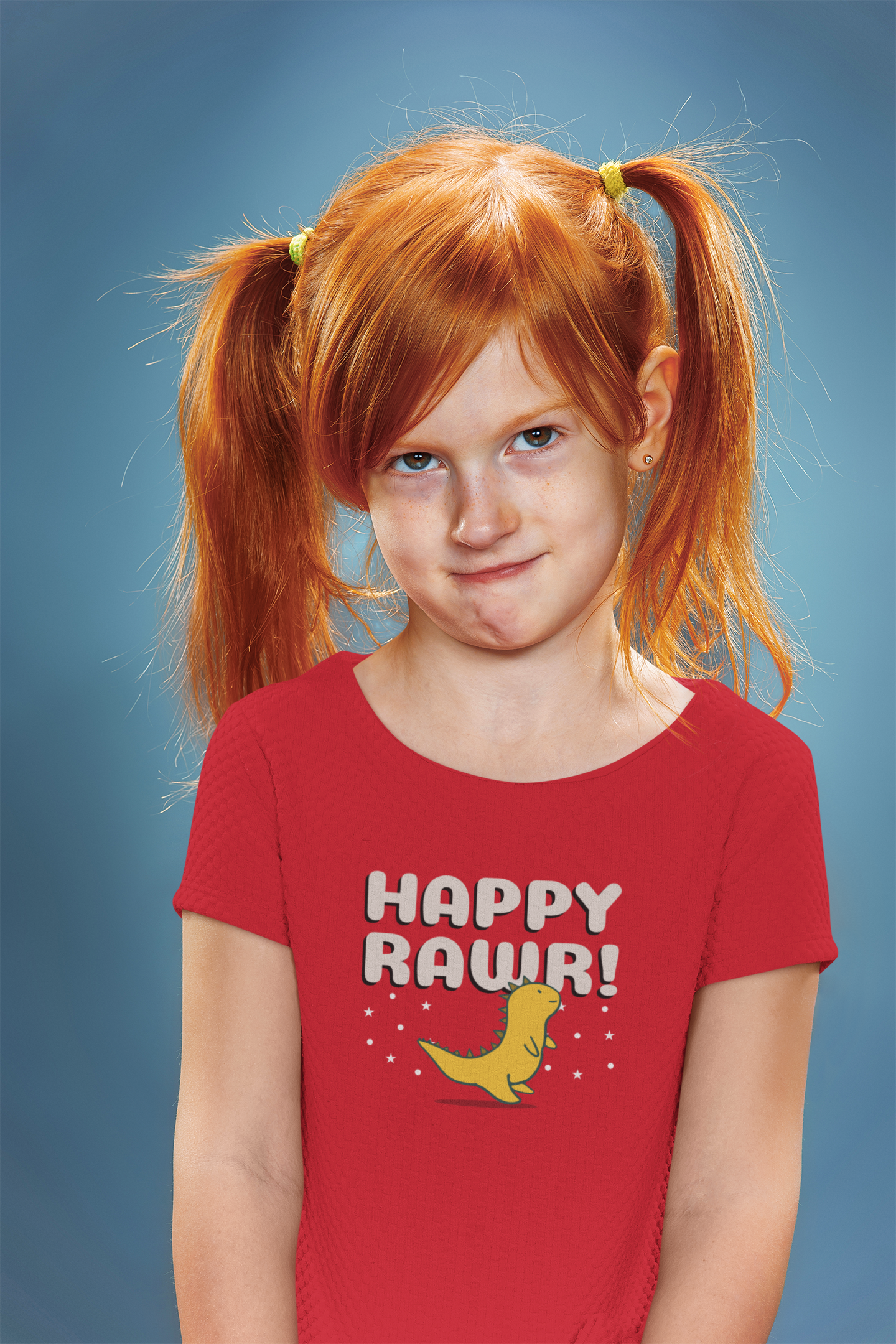 "HAPPY ROAR" KIDS HALF-SLEEVE T-SHIRT RED
