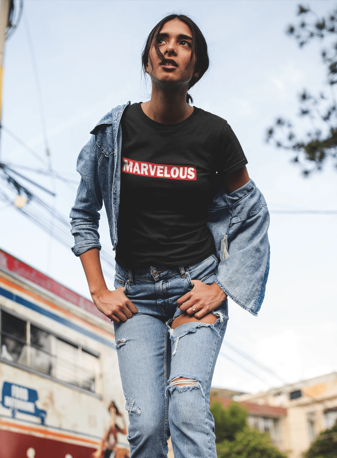 " MARVELOUS "- HALF-SLEEVE T-SHIRT BLACK