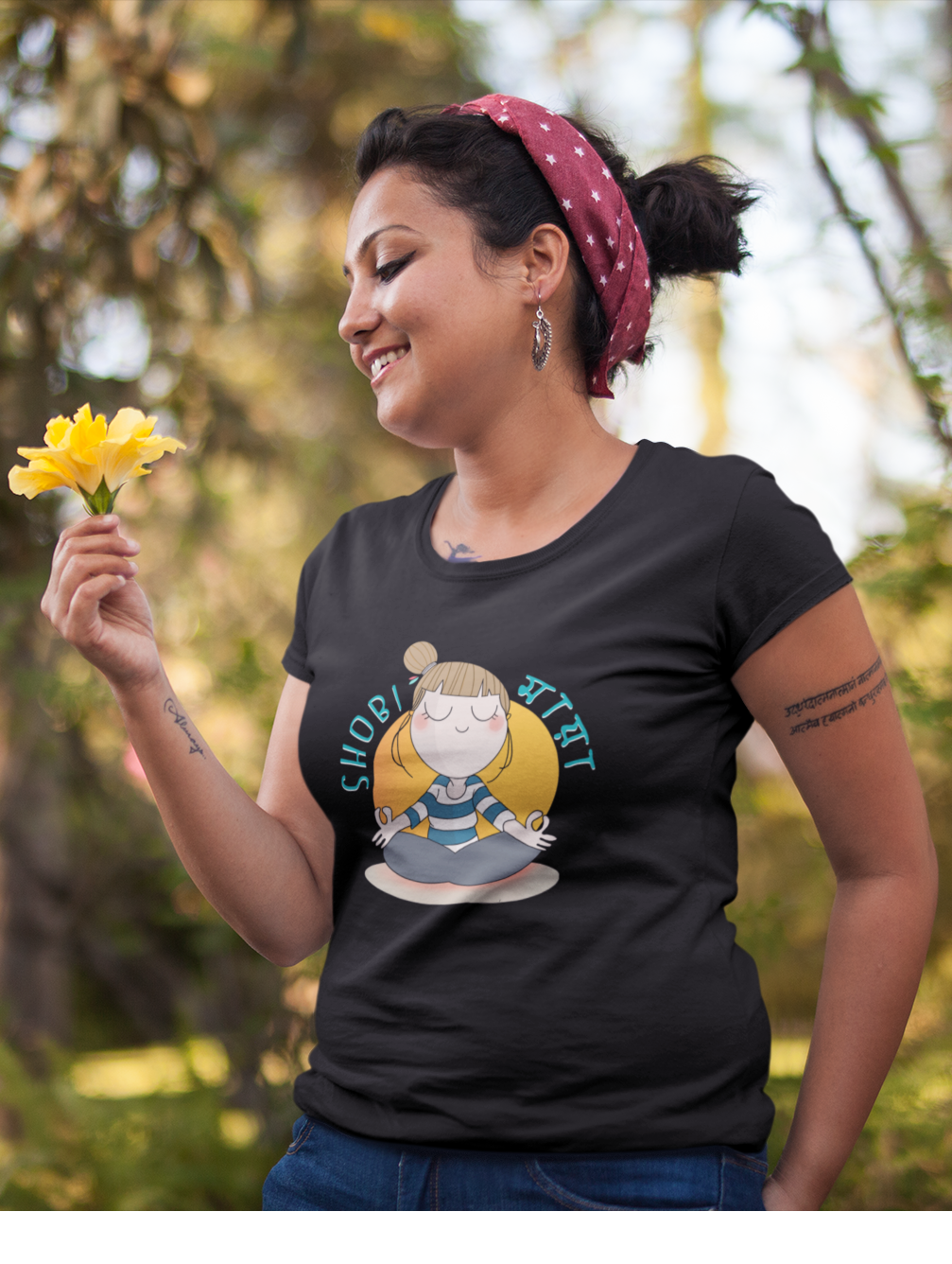 SHOBI MAYA : BENGALI FEVER -HALF-SLEEVE T-SHIRTS BLACK