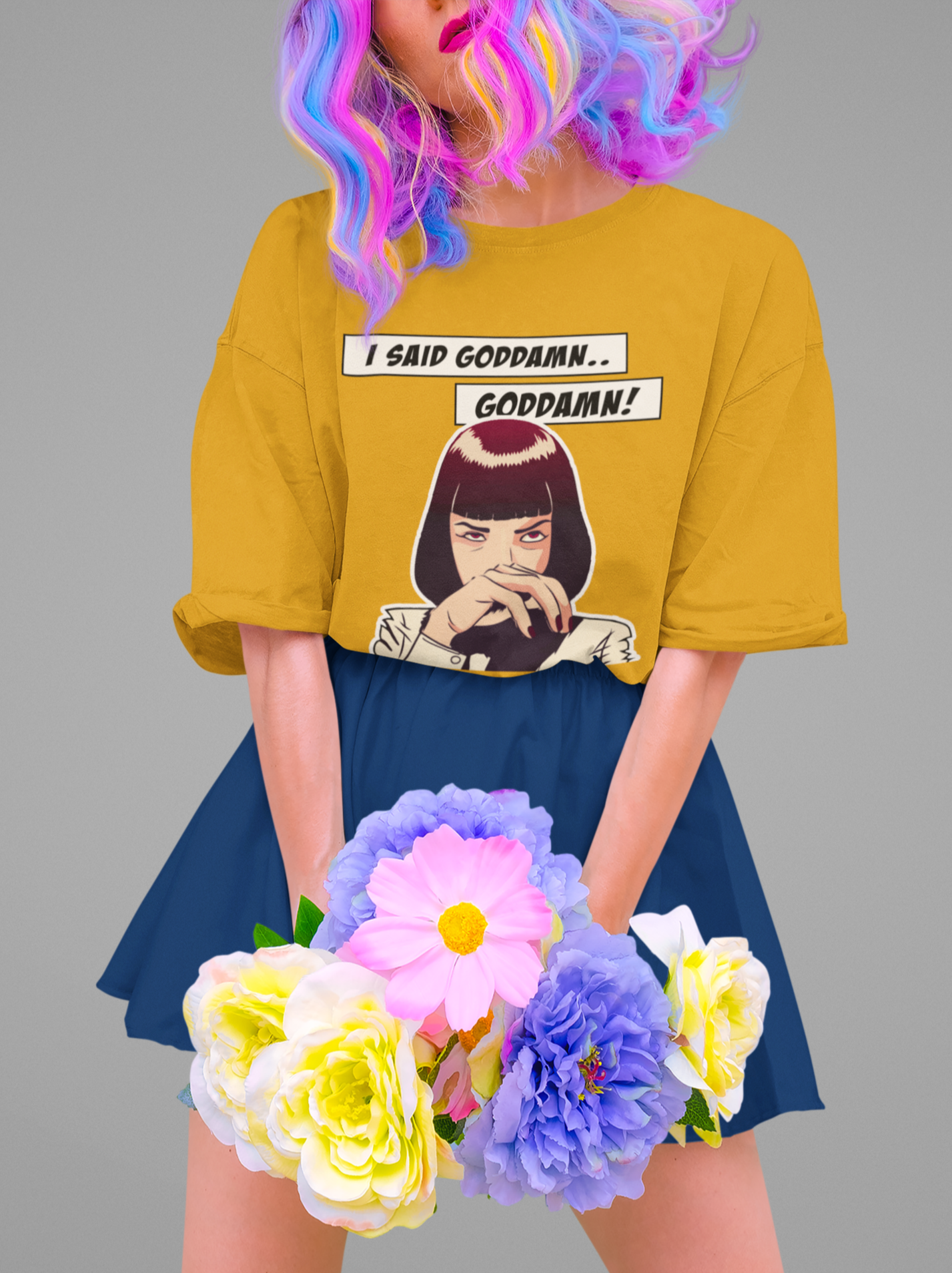 I Said Goddamn!- Pulp Fiction: Aesthetic - Half Sleeve T-Shirts MUSTARD YELLOW