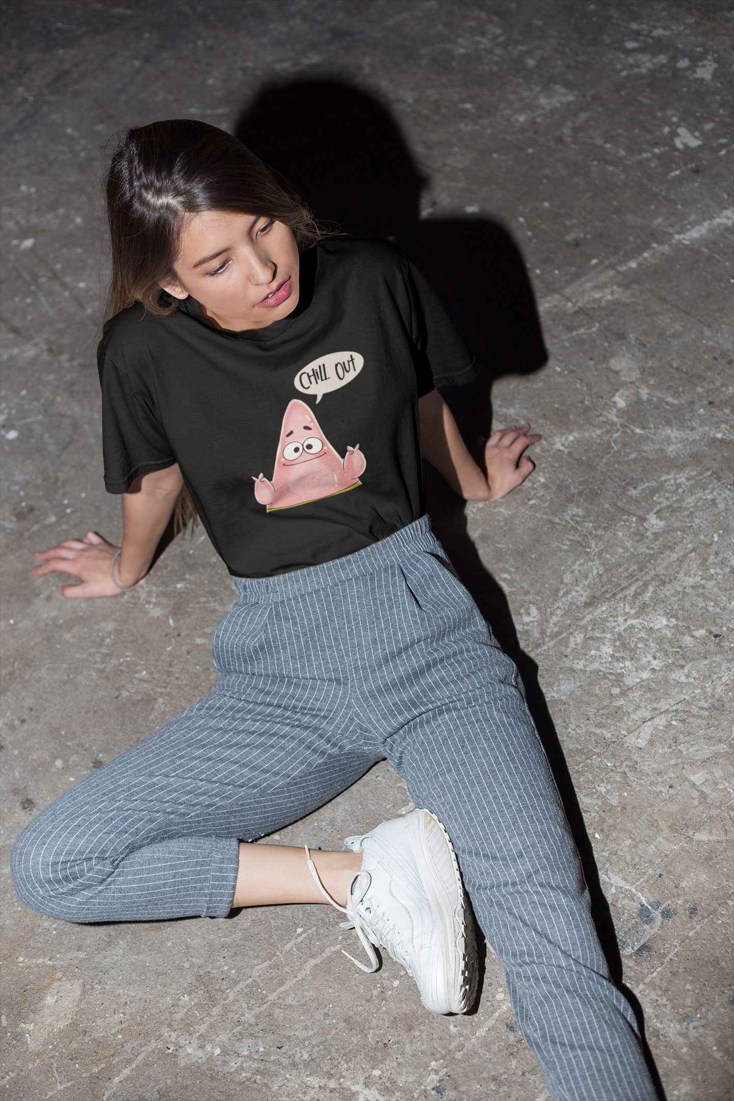 CHILL OUT : PATRICK STAR ( SPONGEBOB ) - HALF-SLEEVE T-SHIRTS BLACK