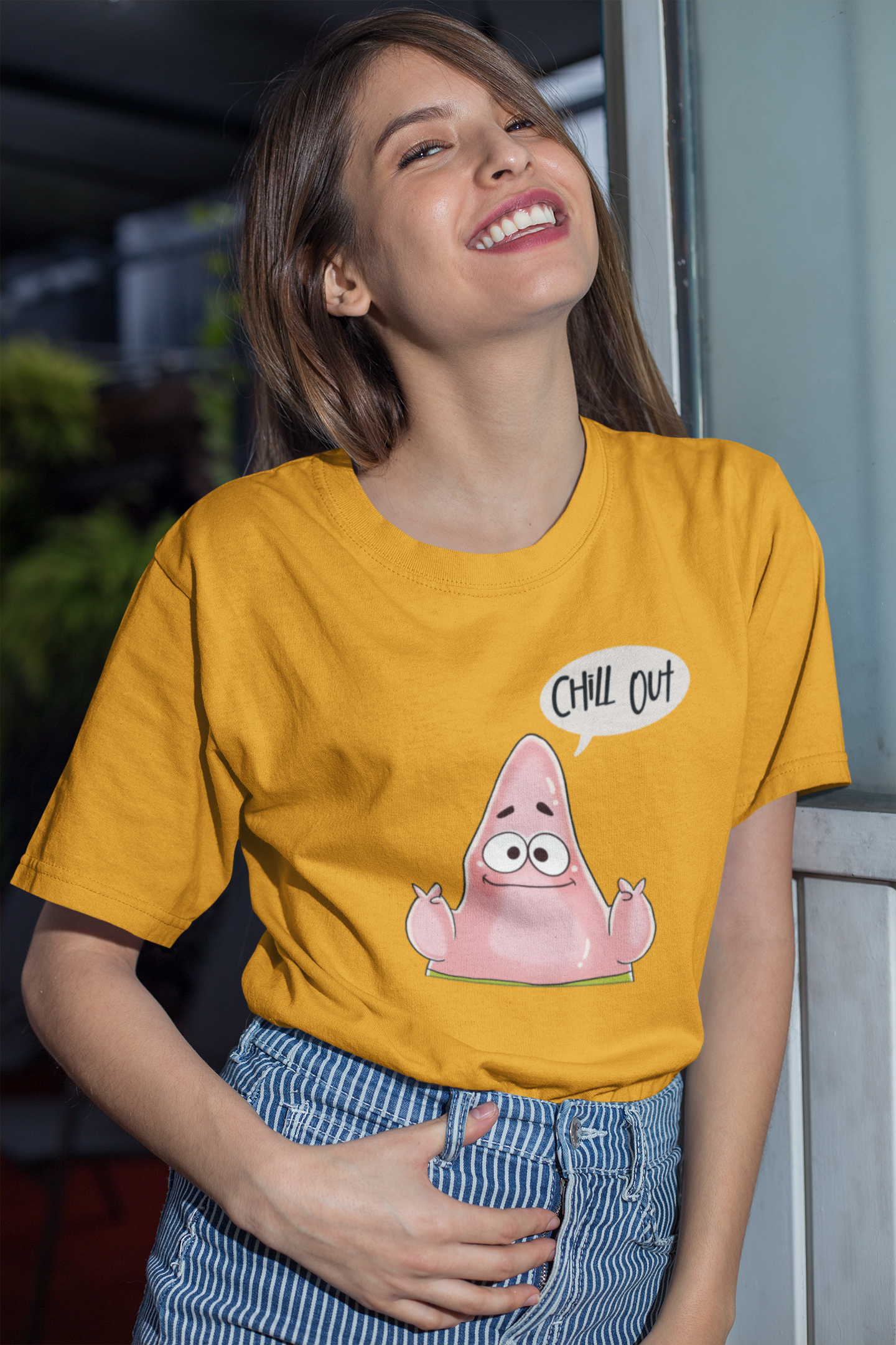CHILL OUT : PATRICK STAR ( SPONGEBOB ) - HALF-SLEEVE T-SHIRTS YELLOW