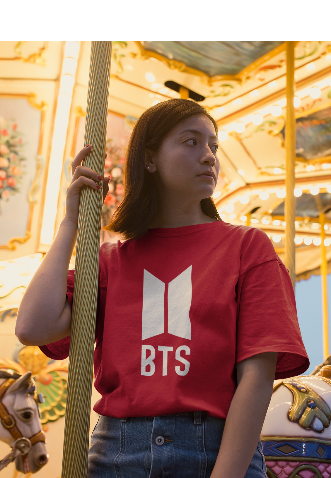 BTS EMBLEM - HALF-SLEEVE T-SHIRTS RED