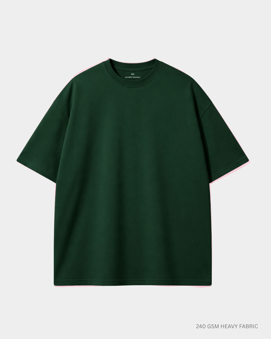 Basic Bottle Green Unisex Oversized T-Shirt | Antherr Originals BOTTLE GREEN