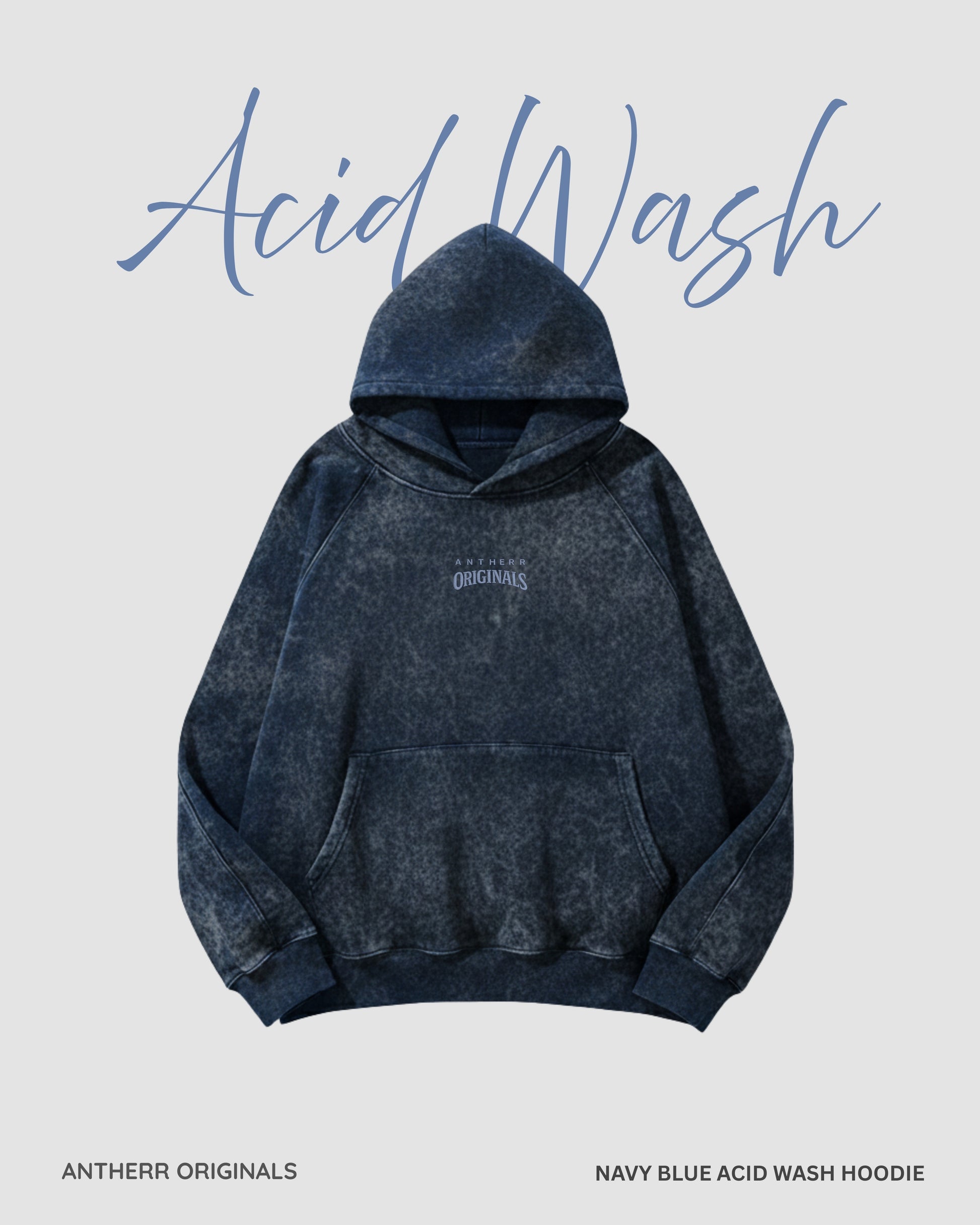 Navy Blue Acid Wash Hoodie NAVY BLUE ACID WASH