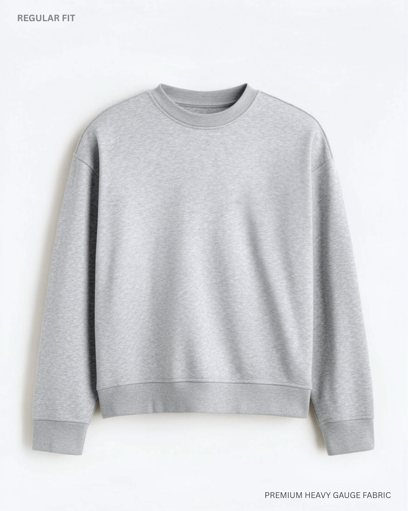 Basic Grey Melange Unisex Winter Sweatshirt | Regular Fit GREY MELANGE