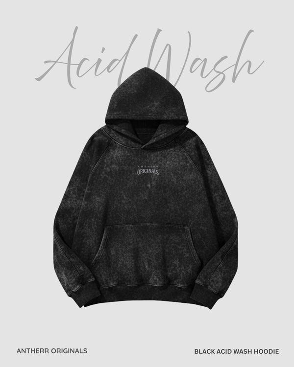 Black Acid Wash Hoodie BLACK ACID WASH